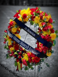 Wreath laid at the Vietnam Veterans wall.